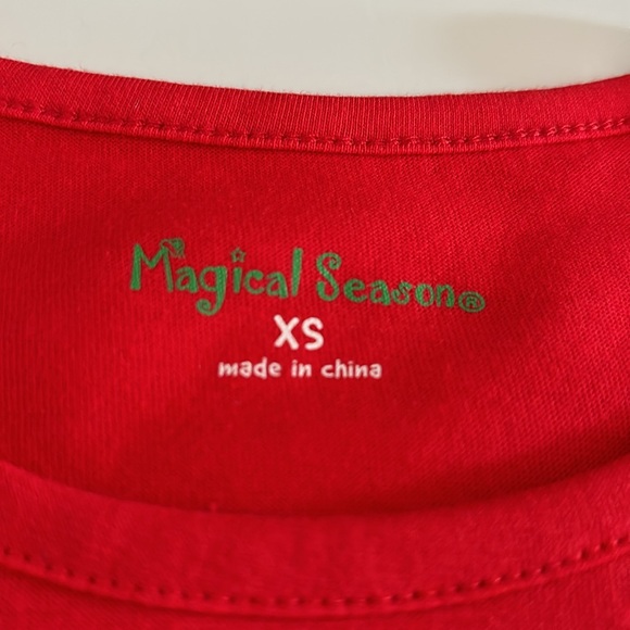 NWT Magical Season Red Fa La La Fringed Christmas Tree Short Sleeves Tee XS - Picture 14 of 16